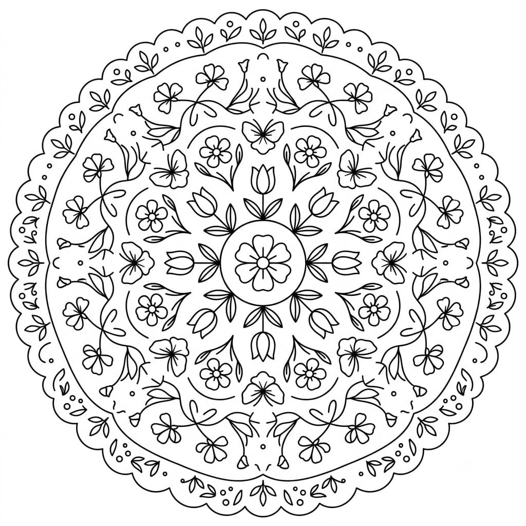 Meadow Floral Stencil Mandala Printable Mandalas