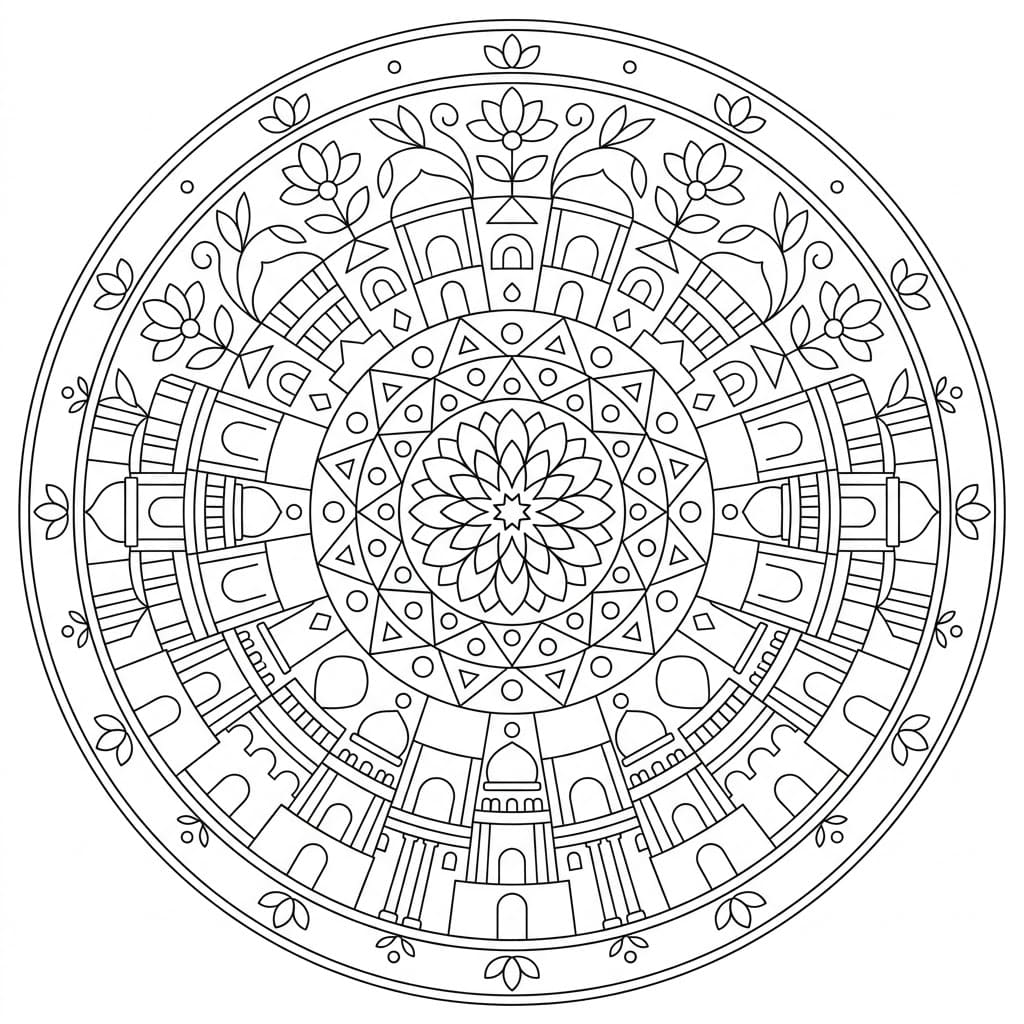 Mosaic Architectural Mandala Building Template Mandalas