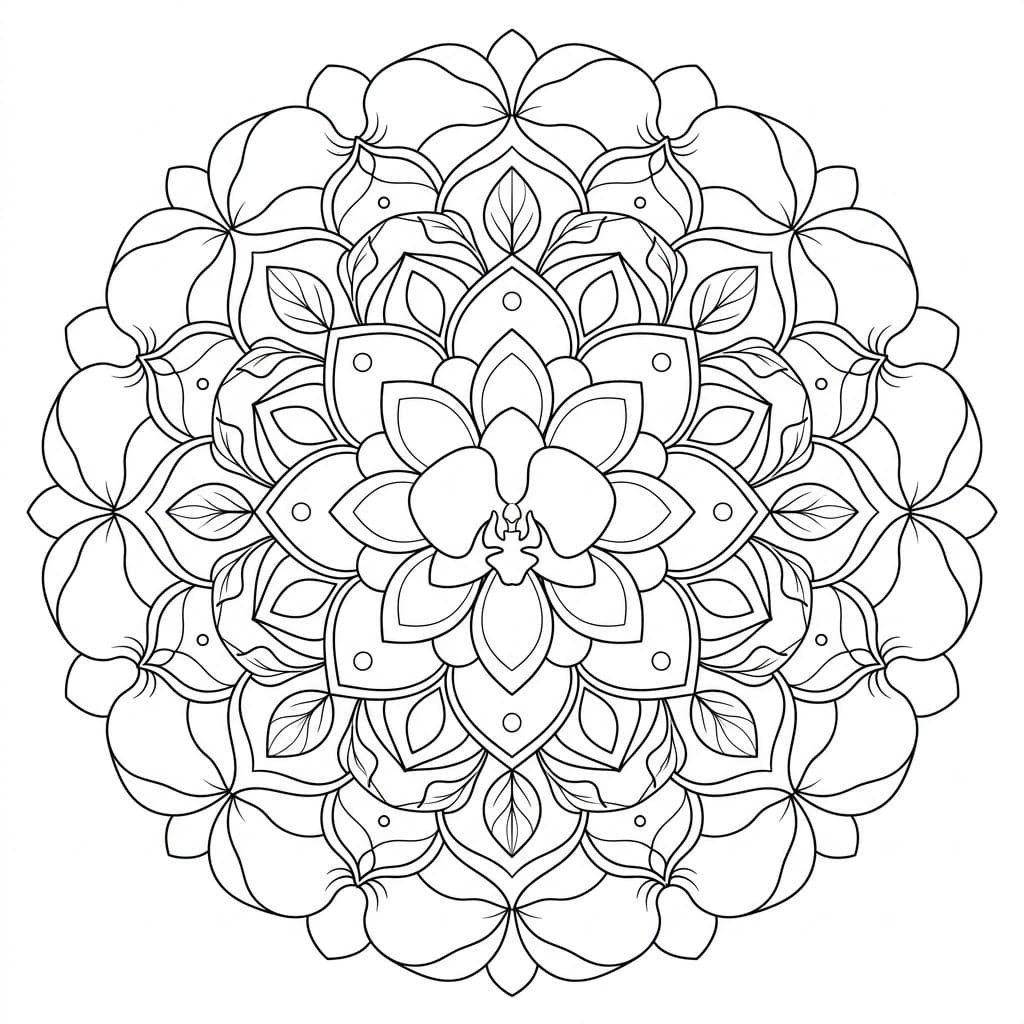 Orchid Sculptural Mandala 3D Drawing Sheet Mandalas