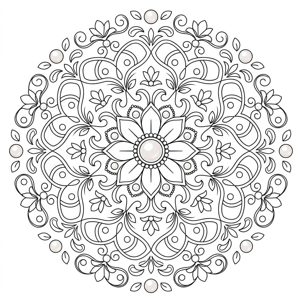 Pearl Scroll Painting Mandala Art History Printable Mandalas