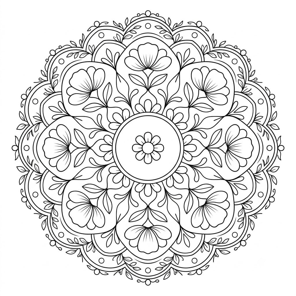 Radiant Floral Stencil Mandala Printable Mandalas