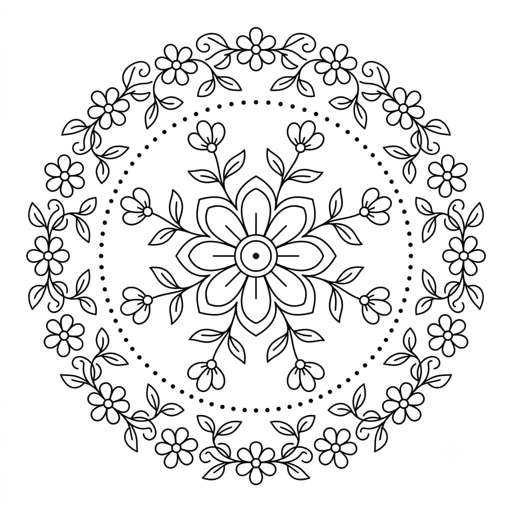Serene Floral Stencil Mandala Printable Mandalas