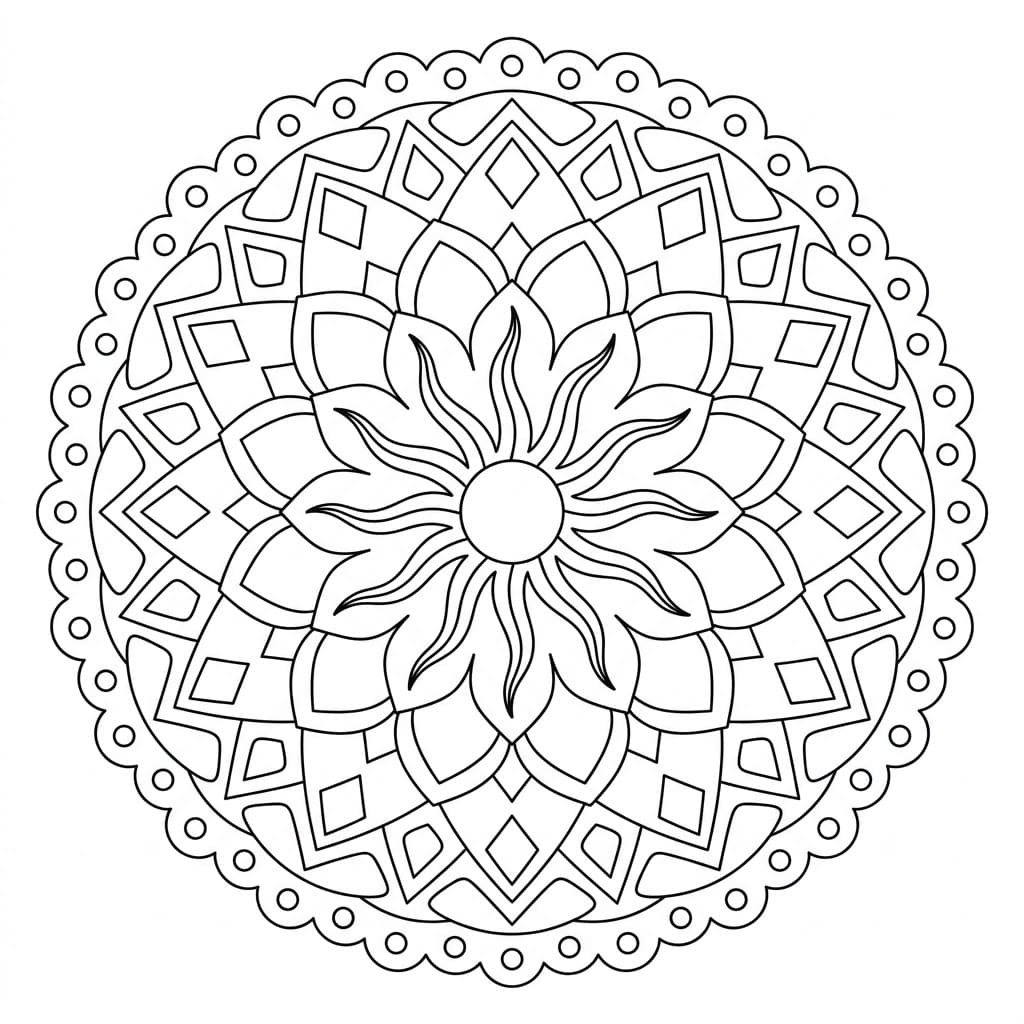Solar Sculptural Mandala 3D Drawing Sheet Mandalas
