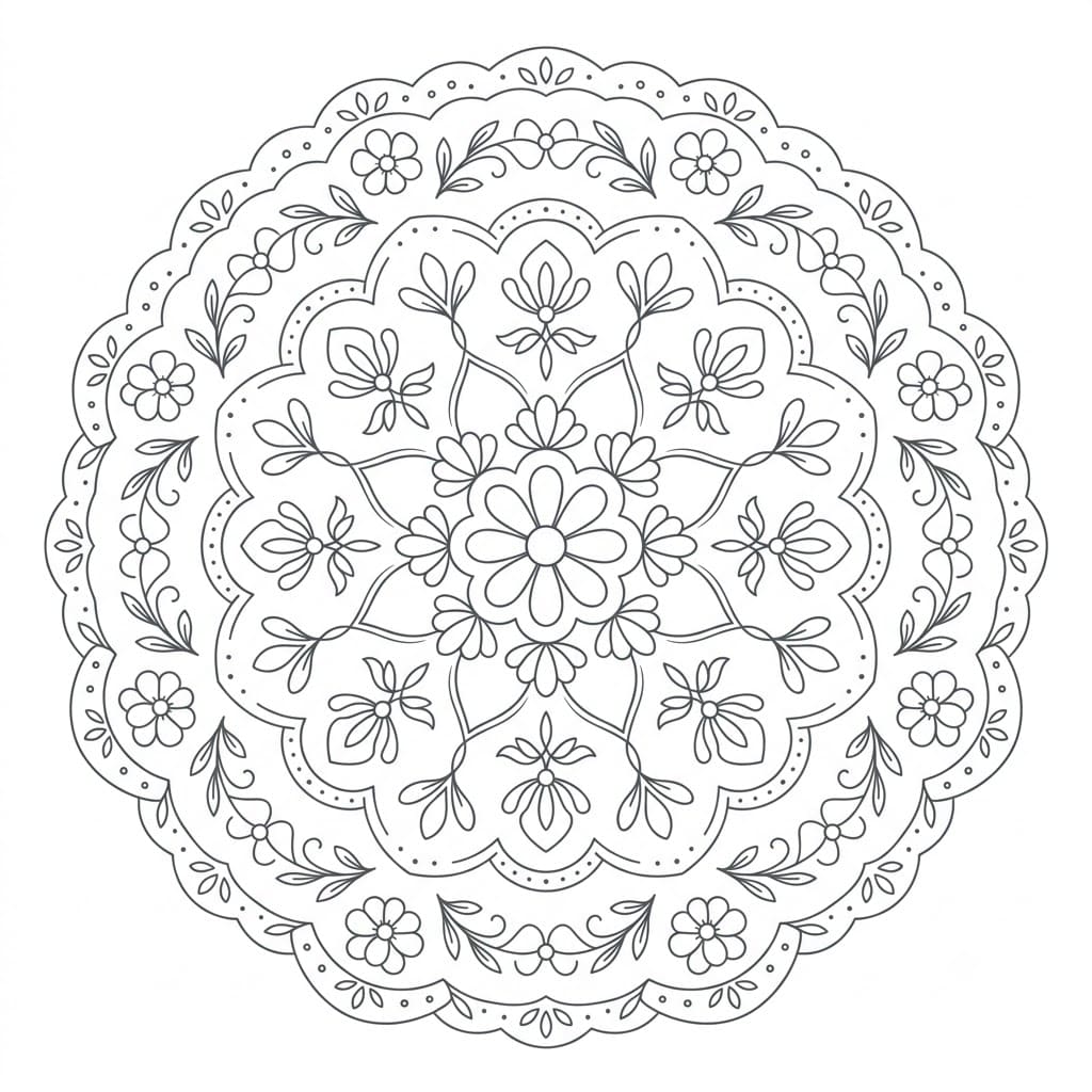 Spring Floral Stencil Mandala Printable Mandalas