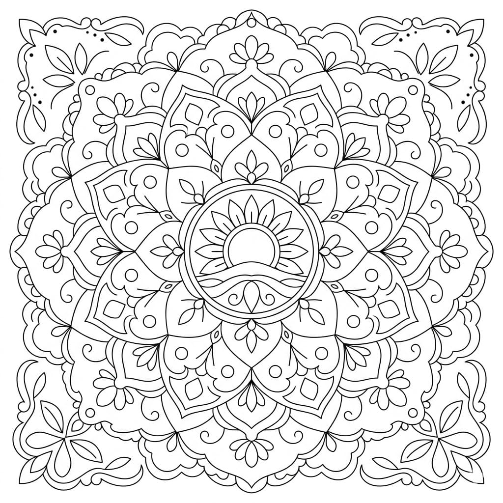 Sunrise Scroll Painting Mandala Art History Printable Mandalas