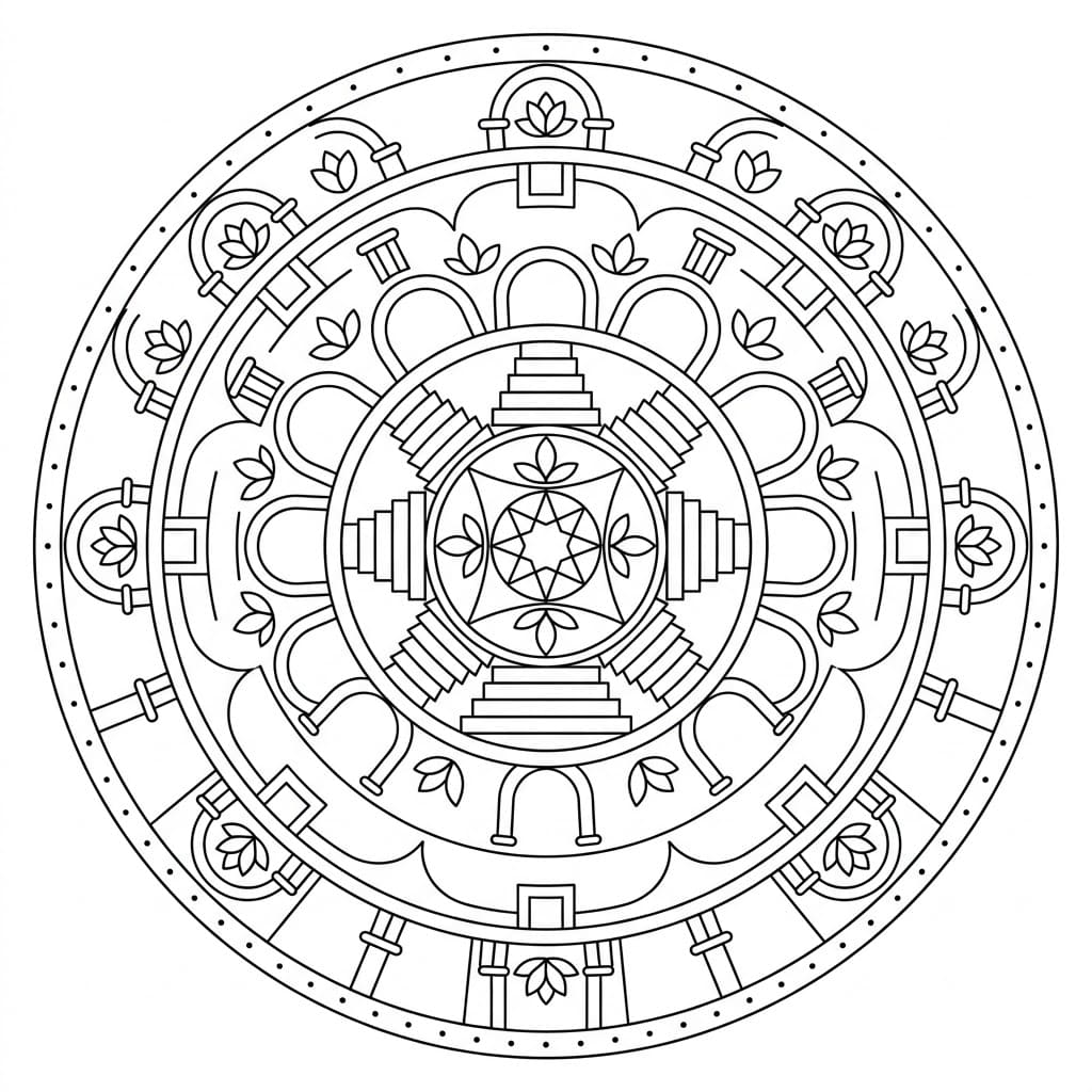 Terrace Architectural Mandala Building Template Mandalas