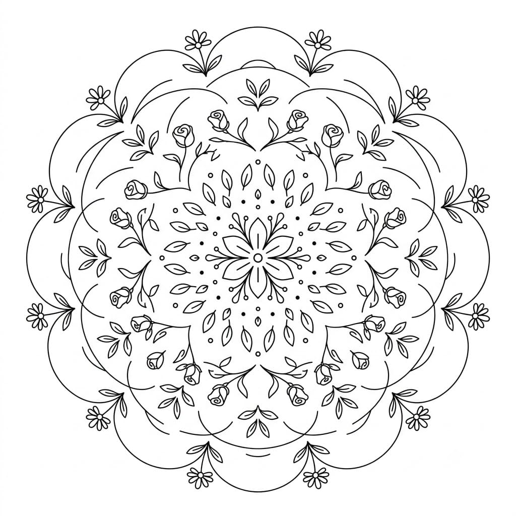 Whisper Floral Stencil Mandala Printable Mandalas