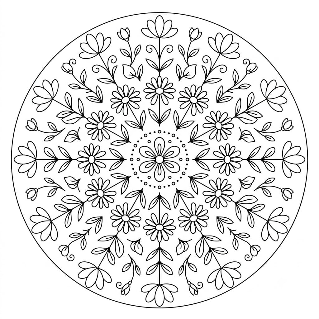 Wildflower Floral Stencil Mandala Printable Mandalas