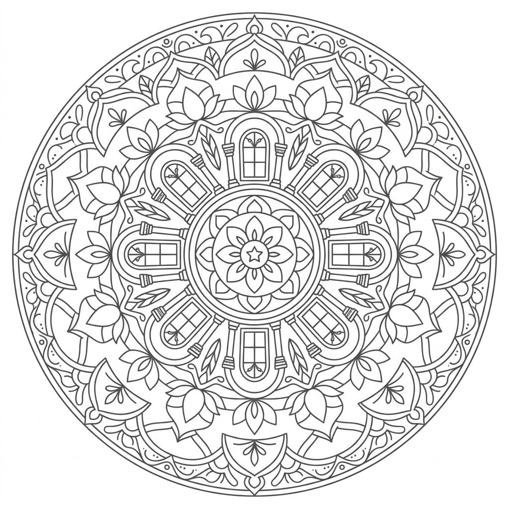 Windowed Architectural Mandala Building Template Mandalas