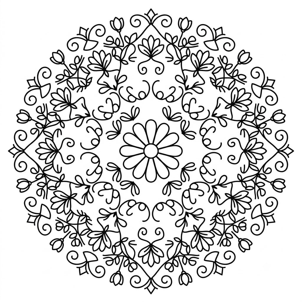 Wreath Floral Stencil Mandala Printable Mandalas